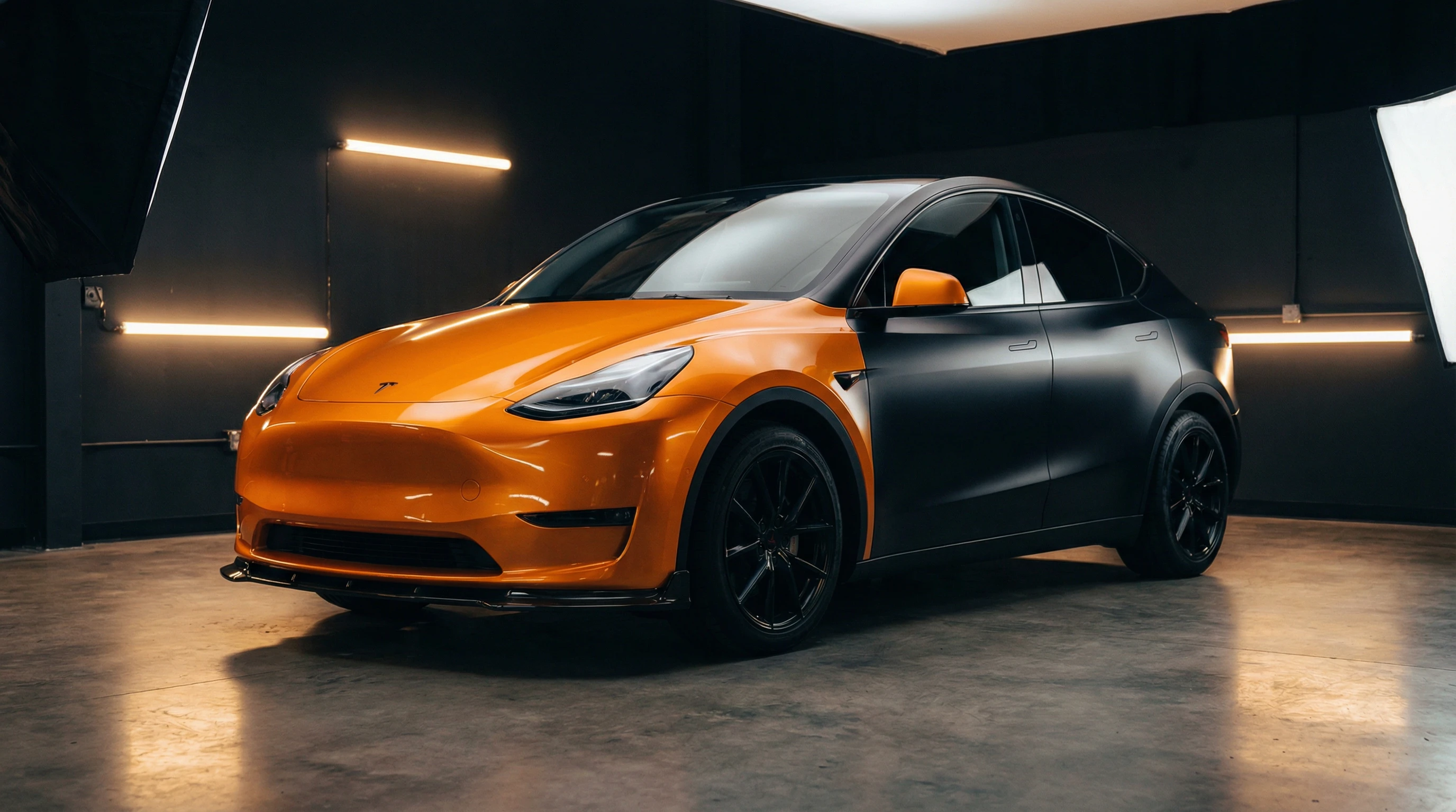 Full Front PPF coverage diagram on a Tesla Model Y at Skyline Customs, Chantilly VA