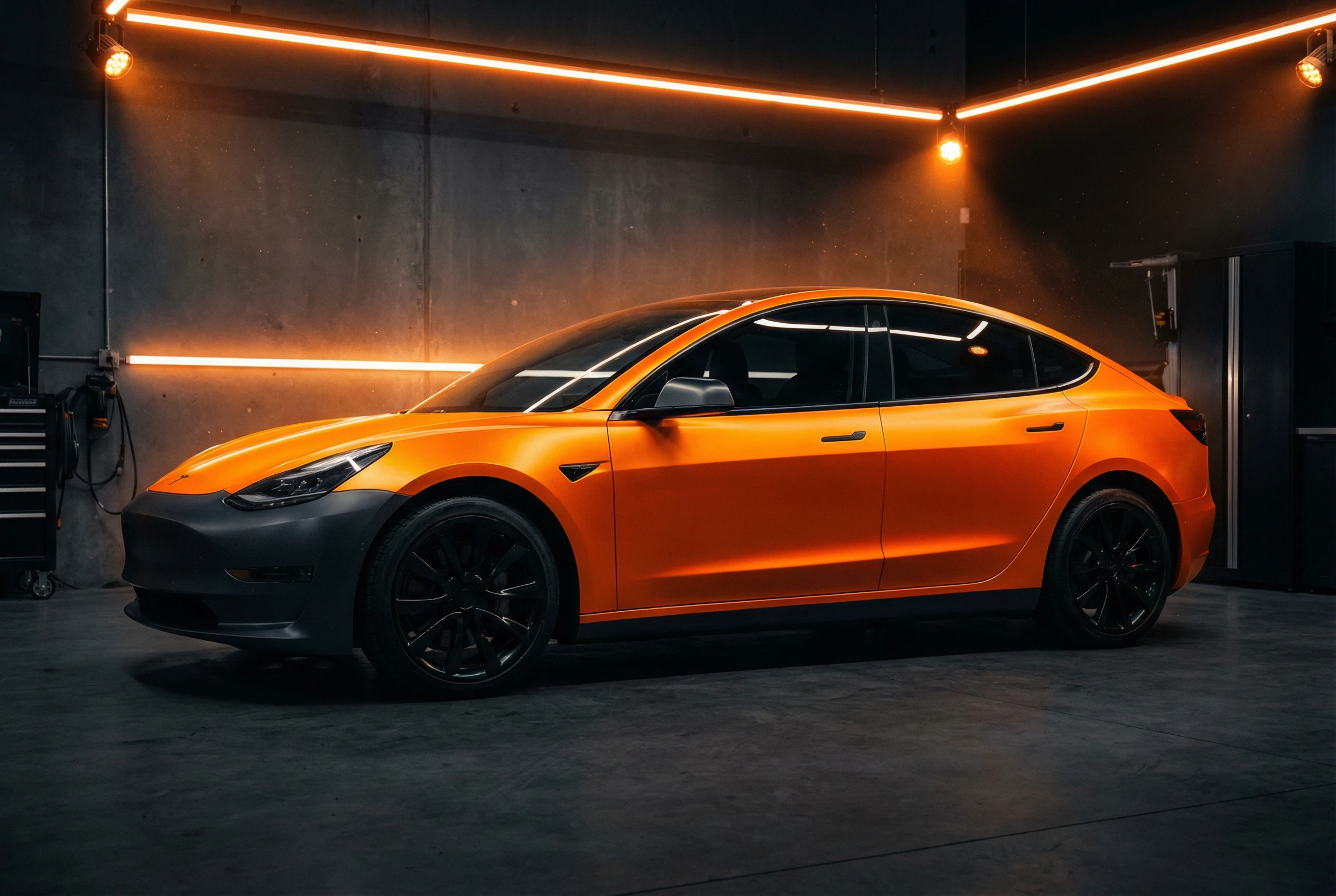 Tesla with ceramic coating applied to full exterior paint surface
